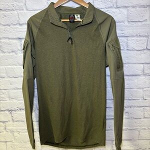 LBX Tactical Combat Shirt Mens Large Green 1/4 Zip Ripstop Sleeve Pockets